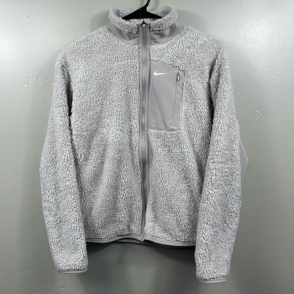 Nike Full Zip Sherpa Training Jacket Size XS - Cream White
